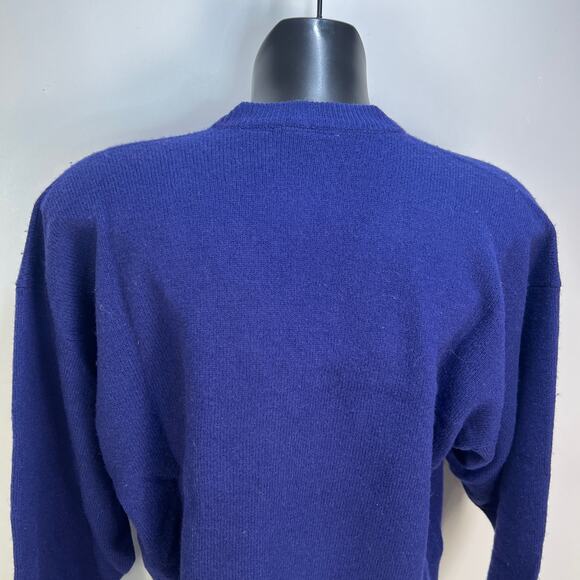 Nordstrom Wool V Neck Pullover Sweater Blue Long Sleeve Pullover - Picture 5 of 8